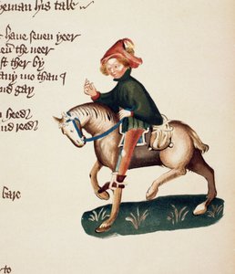 شرائع يومان ، تفاصيل من حكايات كانتربري ، بقلم جيفري تشوسر (c.1342-1400) مخطوطة إليسمير ، طبعة فاكس ، 1911 (للحصول على التفاصيل الأصلية ، انظر 21935) بواسطة مدرسة اللغة الإنجليزية